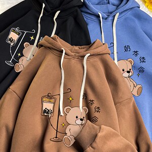 WY2194-P35 加绒款-P40 纯棉连帽卫衣男大码运动帽衫宽松薄图片