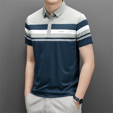 夏季短袖POLO衫中青年男装冰丝时尚百搭商务休闲t恤QS3061-P90，男装Polo衫，星座1105-3