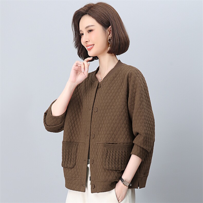 棒球服外套女2026新款春秋短款拉链式开衫小个子中年妈妈春装上衣,女装短外套,独衣靓