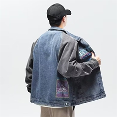 1506-1/JY80111/P45春秋季水洗磨白长袖牛仔衬衫男士时尚休闲刺绣，男装衬衫，星座1506-1