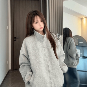 抖音得物品质 26春装美式高街重磅结构纹理立领卫衣夹克外套XS105图片