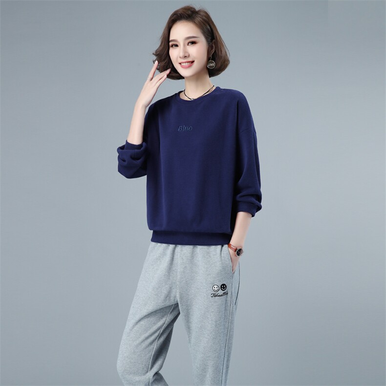 长袖卫衣女字母印花2021春秋新款宽松圆领韩版百搭套头上衣打底衫,女装卫衣/绒衫,伊满意