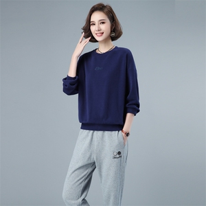 长袖卫衣女字母印花2021春秋新款宽松圆领韩版百搭套头上衣打底衫图片