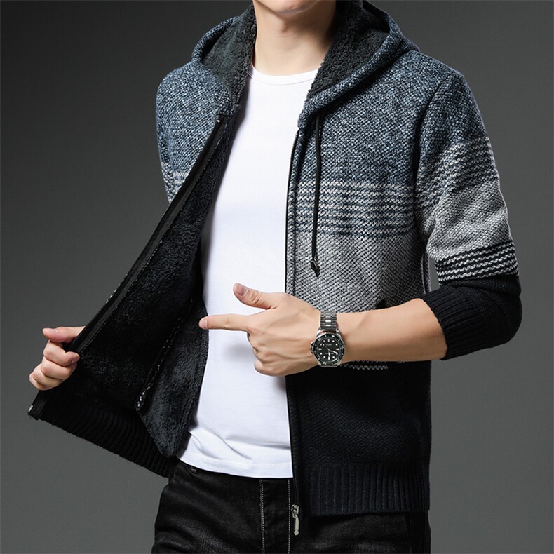 品质好秋冬季新款男士休闲连帽毛衣外套百搭加绒夹克8821-P40元,男装针织衫/毛衣,星座1706