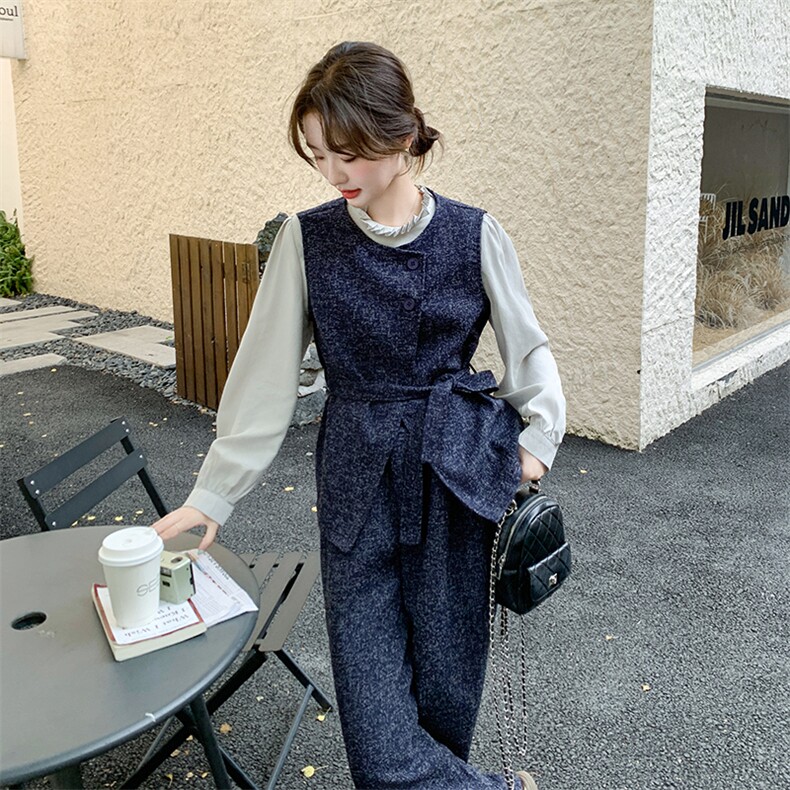 2025秋款现货韩版通勤藏青气质三件套2C090-1278-P185-K268,女装套装/套裙,2C090
