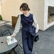 2025秋款现货韩版通勤藏青气质三件套2C090-1278-P185-K268，女装套装/套裙，2C090