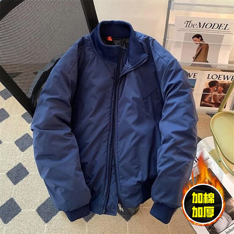 现货冬季美拉德立领飞行夹克廓形高街棒球服加棉加厚棉衣外套图片