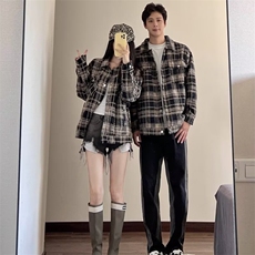 1506/QA1340/P55字母长袖衬衫日系港风男生夏季潮流百搭休闲外套，男装衬衫，星座1506
