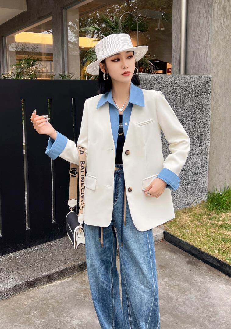 [现货]春款拼接西装,两色、三码，女装西装，依柏璐(1F)