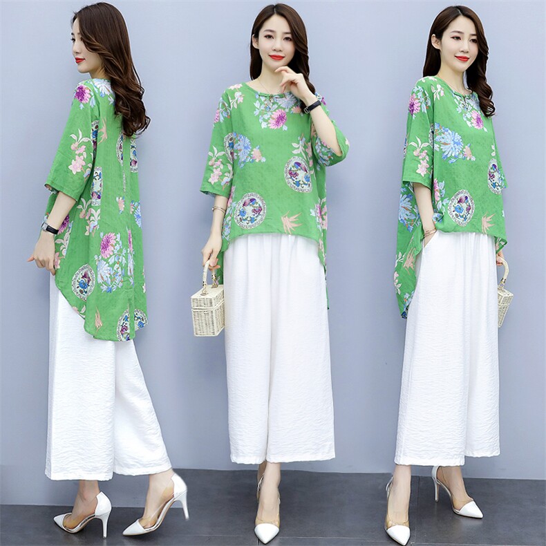 2021夏季新款时尚气质圆领简约优雅休闲舒适显瘦两件套，女装套装/套裙，香香