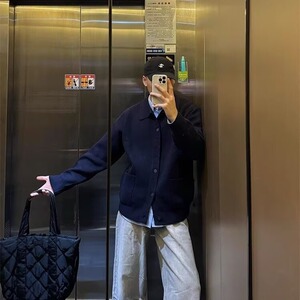 针织外套男开衫日系复古春秋季翻领休闲毛衣男士外搭LMY255图片