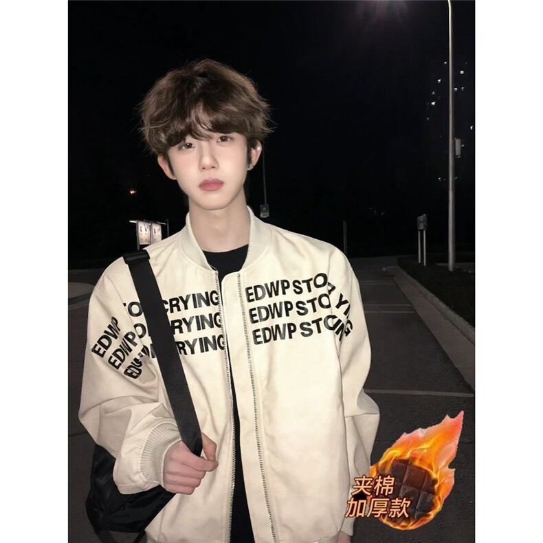 美式字母印花棒球服男高街外套男廓形痞帅飞行夹克外套韩版JK801,男装夹克,星座516A