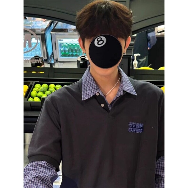 假两件拼接衬衣领Polo衫长袖小众高级感卫衣外套WY276特P45,男装Polo衫,星座908-1
