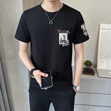 2025新款夏季T恤男士短袖高级感刺绣圆领半袖A313-5512-P48，男装T恤，电商A313