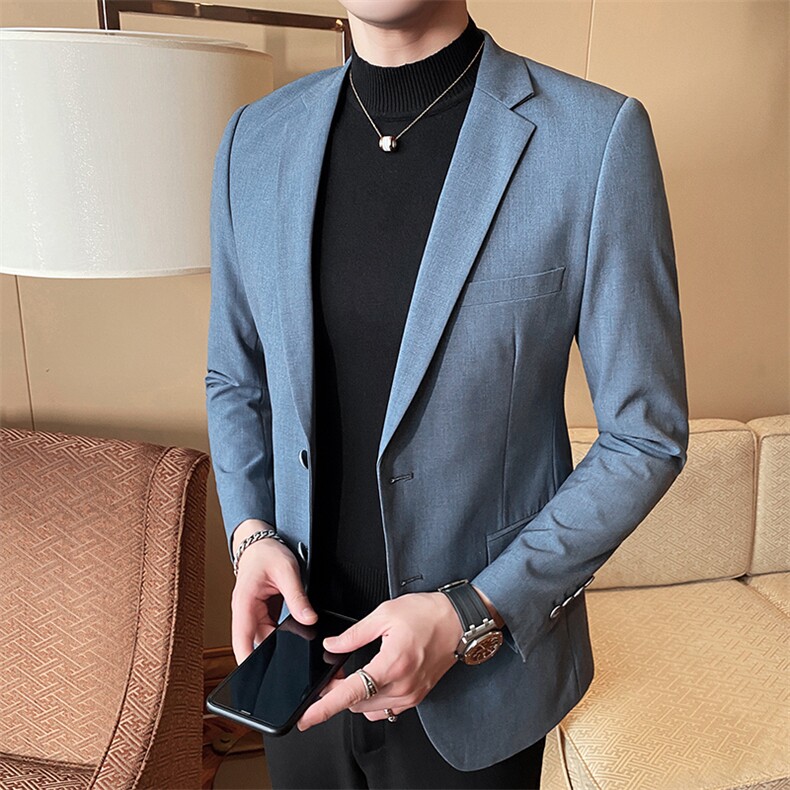 2021春新款西装男士蓝色西装西服西外套810-，男装西服，电商D225