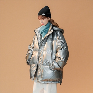 白鸭绒中性冬季新款亮面设计感保暖加厚连帽羽绒服YR100P255控298图片