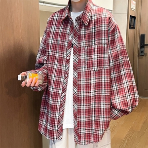 控价59港风格子衬衫宽松外套男女衬衣百搭格子外套CS2431P35,女性夏季女装搭配图片图片