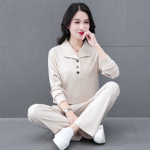 高品质休闲套装女2025春秋新款百搭时尚减龄妈妈卫衣两件套长袖图片