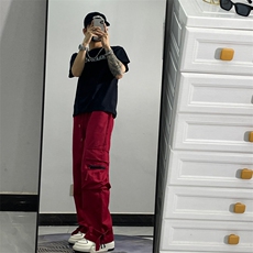 美式复古街头嘻哈工装裤高街男女直筒阔腿休闲裤子JX755-P45，男装休闲裤，星座1109-3