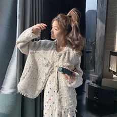 慵懒风白色小香风外套女2025春秋新款爆款宽松休闲时尚流苏上衣潮，女装短外套，2C037