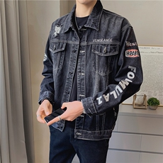 JK818-p80M-5X店主风ins牛仔夹克绣花破洞大码男日系CITYBOY，男装夹克，星座103A