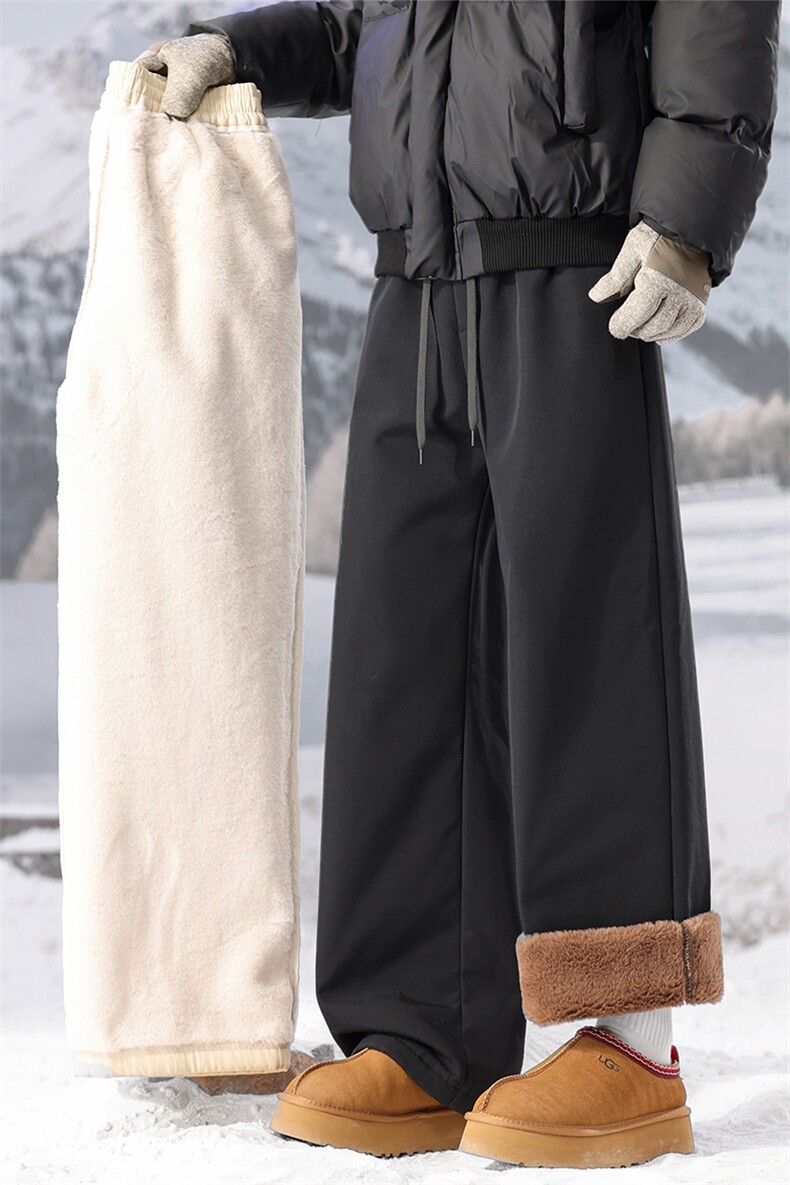 加厚仿兔毛绒直筒滑雪裤休闲裤男女防寒登山裤D7048-TP5088,男装休闲裤,电商A102