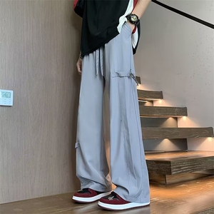 速干裤男直筒宽松休闲裤松紧腰包边高质弹力冰丝裤 KA601图片
