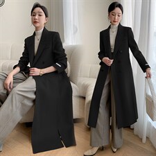 现货新款双面羊毛呢带复试后开叉100%全毛修身气质御姐款大衣，女装双面呢大衣，丝露依尚（原SL）