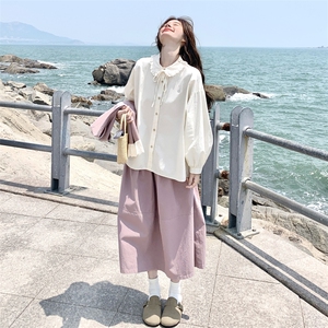 文艺风穿搭粉色马甲套装女春秋2025超火好看高级感半身长裙三件套图片