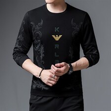 2023春秋季新品韩版圆领字母印花长袖上衣男潮牌简约中年休闲卫衣，男装卫衣，电商B212（原钱塘6029）