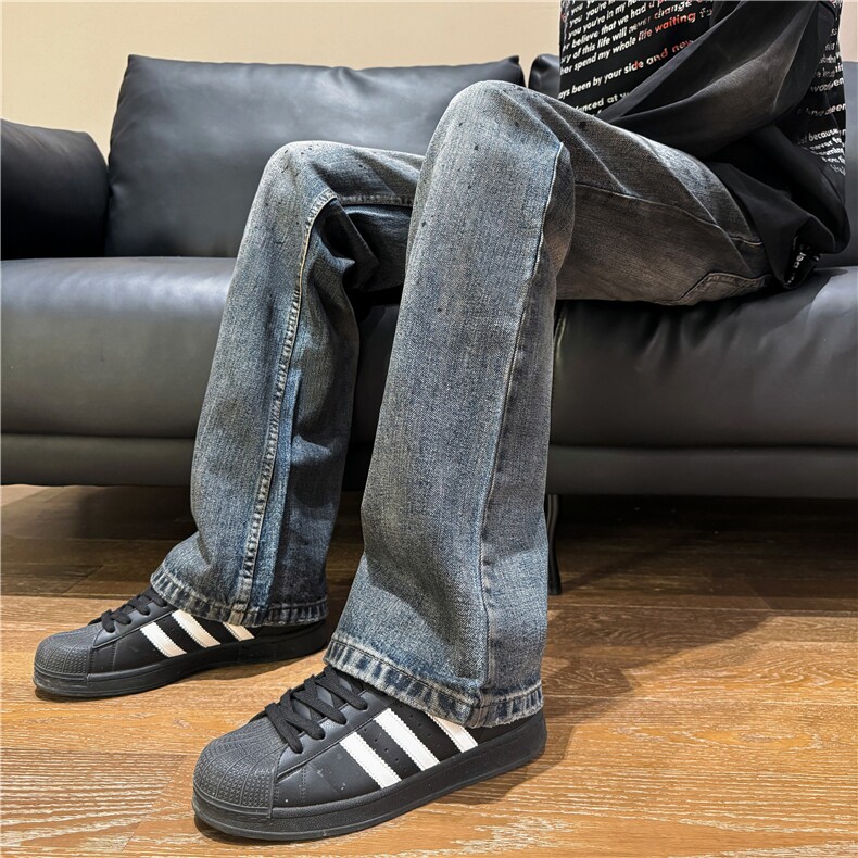 美式高街dirtyfit做旧泼墨微喇vibe显瘦牛仔裤XZ603-K810-P60控78,男装牛仔裤,星座603