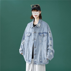 jk629-p70-限价98现货破洞港风大码肥仔牛仔外套ins宽松夹克，男装工装外套，星座116
