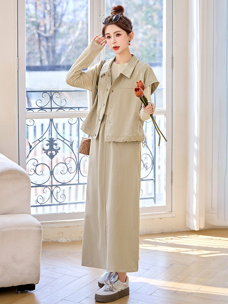 开春穿搭套装裙子女2025新款休闲减龄高级感马甲内搭长裙三件套裙,女装套装/套裙,依多米