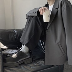 秋季港风西服外套男上衣韩版帅气休闲免烫小西装正装男XZ01/P55，男装西服套装，电商D202-1