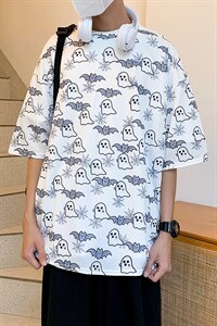 夏季新款印花短袖T恤男宽松镂空嘻哈潮流半袖图片