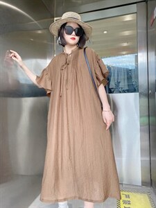 2022夏季显瘦连衣裙,女装连衣裙,仓沐麻衣