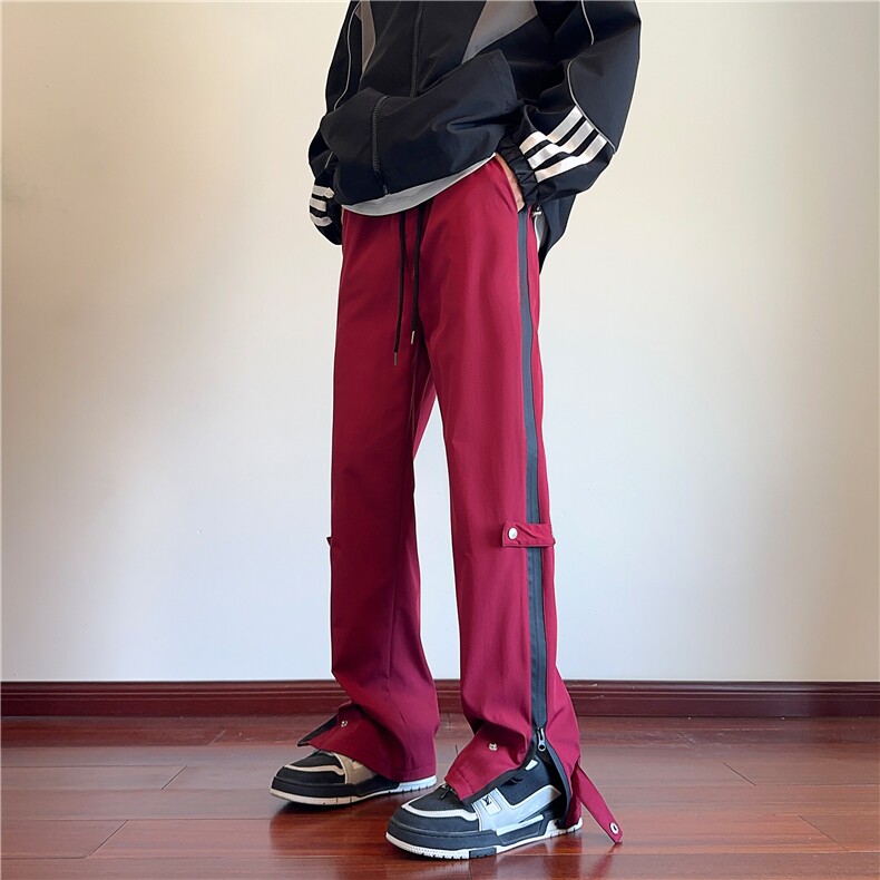 美式高街潮流拉链微喇休闲裤宽松百搭冲锋裤B315-K23377-P45控58,男装休闲裤,电商B315