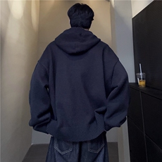 美式黑色连帽毛衣男款冬季慵懒风高级感针织衫外套毛衣打底p68，男装针织衫/毛衣，电商C307