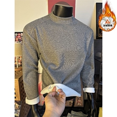 美式套头半高领加绒保暖卫衣灰色长袖加厚打底上衣TDR119-特价P26，男装T恤，电商A007