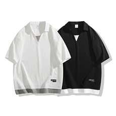 冰氧仿棉短袖日系白底体恤休闲百搭纯色POLO衫男上衣TC3143-P35，男装Polo衫，星座717