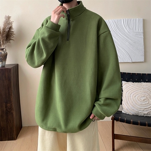 摇粒绒卫衣D5304-TP50控价68冬季半拉链男女可二开纯色宽松上衣