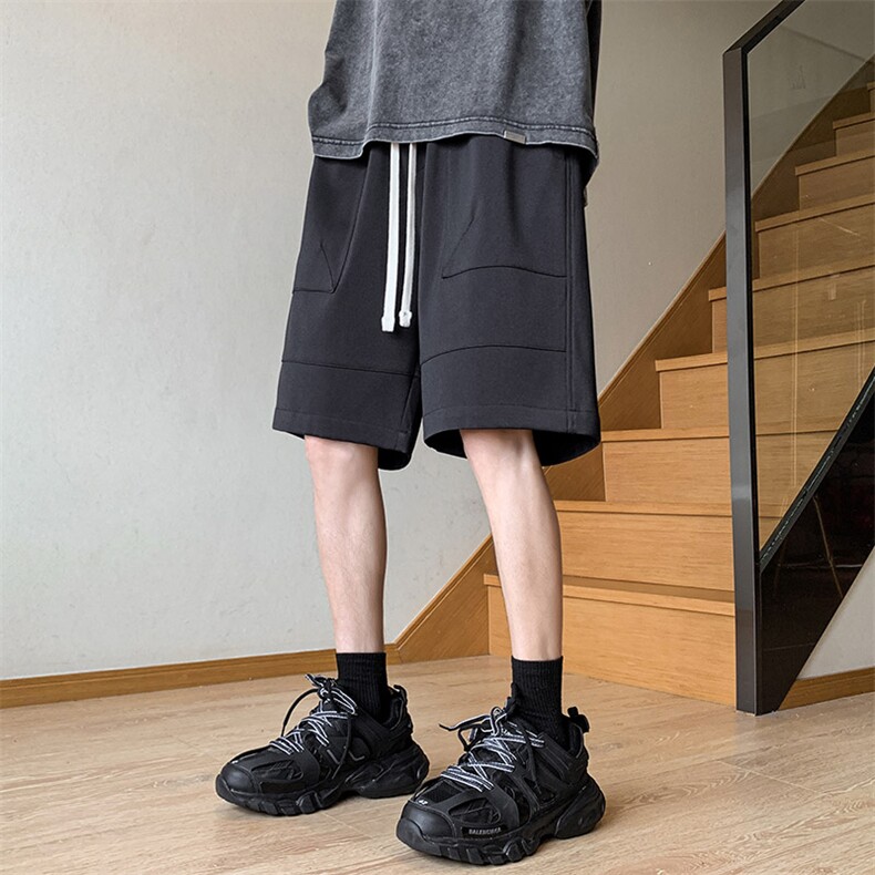 夏季新款冰丝垂感短裤港风休闲裤男免烫宽松凉感K23202-P39控58,男装牛仔裤,星座717