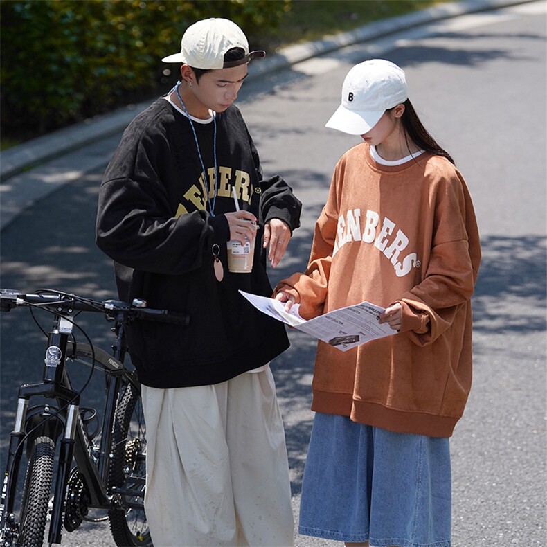 EQ1212024秋装新款情侣装卫衣麂皮绒字母发泡印花长袖外套女P58,男装卫衣,电商C306-1