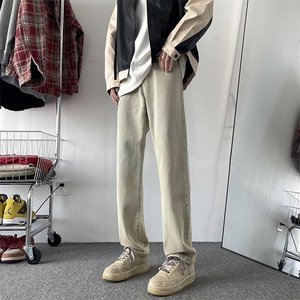美式vibe牛仔裤男士水洗潮牌高街宽松直筒阔腿长裤子72633-p43图片