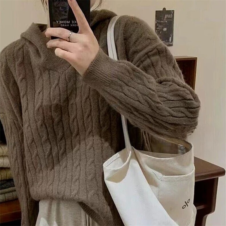 秋季新款纯色针织套头上衣时尚百搭,针织衫/毛衣,泰沅羊绒