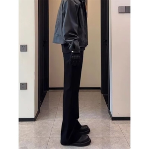 美式cleanfit弯刀西裤男女裤子垂坠感直筒显瘦微喇裤图片