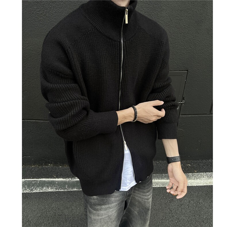 秋冬装cleanfit四角缝线高领针织开衫毛衣外套男H1016P78,男装针织衫/毛衣,电商A341