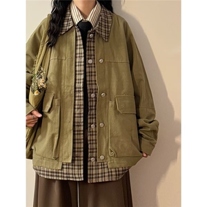 H12-P80 复古假两件牛仔衣服男士外套春秋季高级感痞帅夹克图片