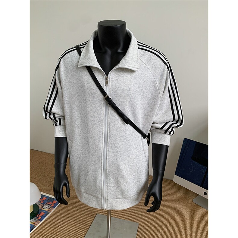 WY5019/P65春装新款高品质不起球织带设计开衫卫衣男潮宽松外套,男装卫衣,电商A141