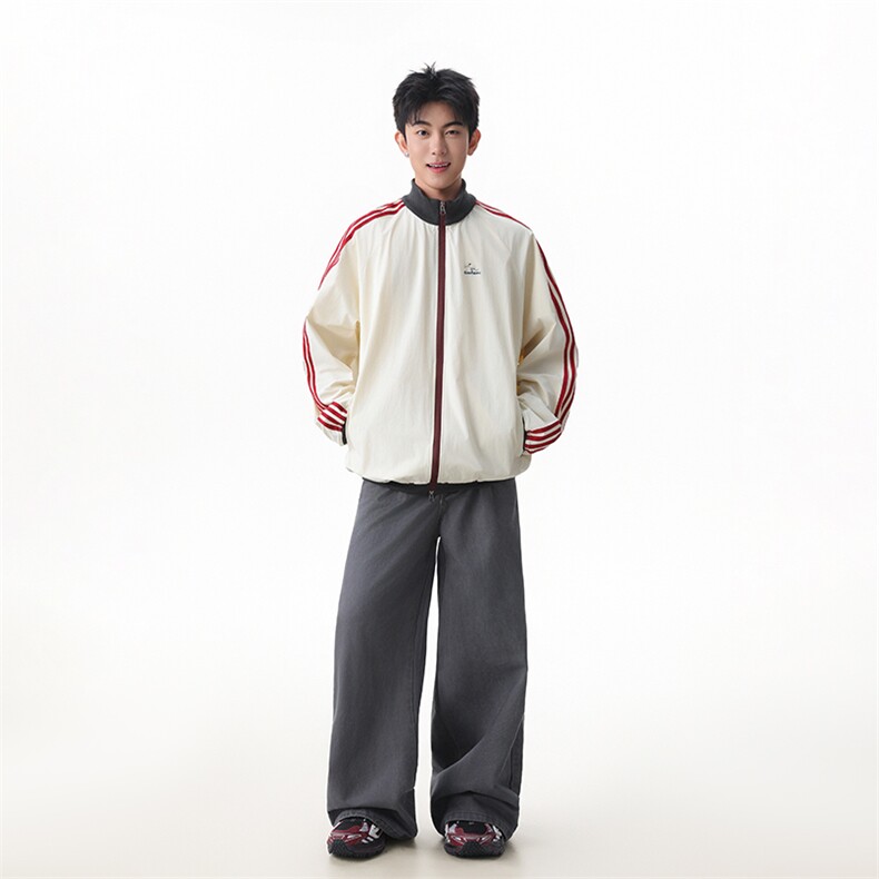 包现货-美式条纹刺绣立领夹克秋季复古户外外套218-7-JK62-P95,男装夹克,星座218-7